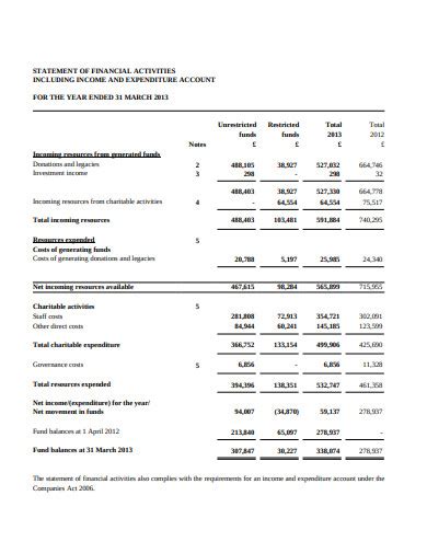 charity accounts template